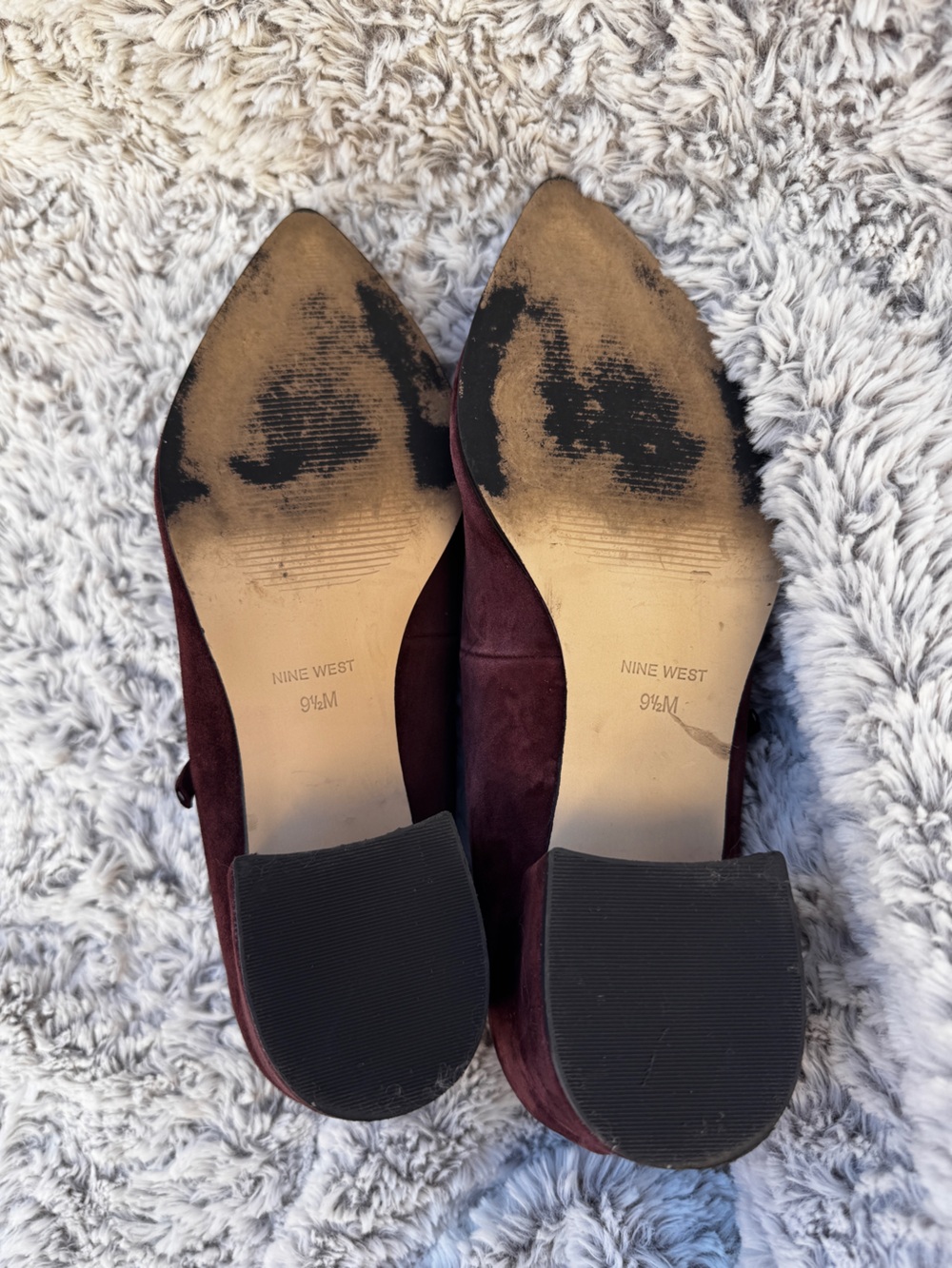 Nine West Burgundy Suede Mary Jane Block Heel Pumps size 9.5 - Picture 8 of 8